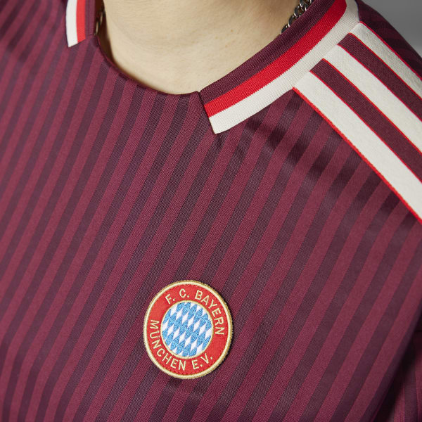 ★★Adairs★★ FC Bayern Terrace Icon Jersey Shadow Red JF05 adidas Bayern Munich Icon Jersey - Shadow Red - SoccerPro