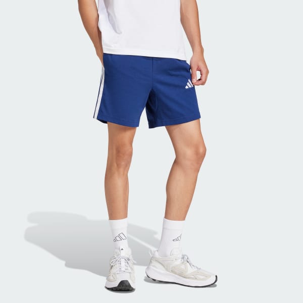Blue Essentials 3-Stripes Single Jersey Shorts 7-Inch