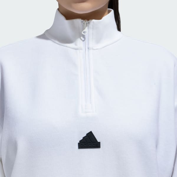 adidas Future Icons 3 Stripes Quarter Zip Track Top - White