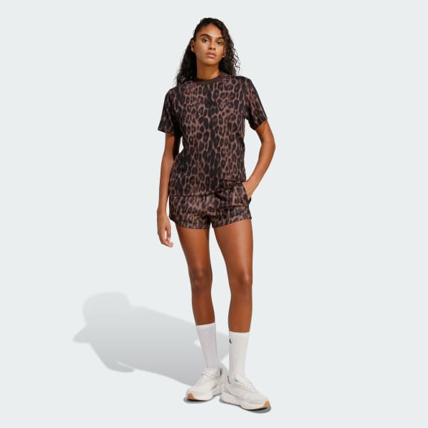Multicolor Seasonal Essentials Leopard Print T-Shirt with 3-Stripes