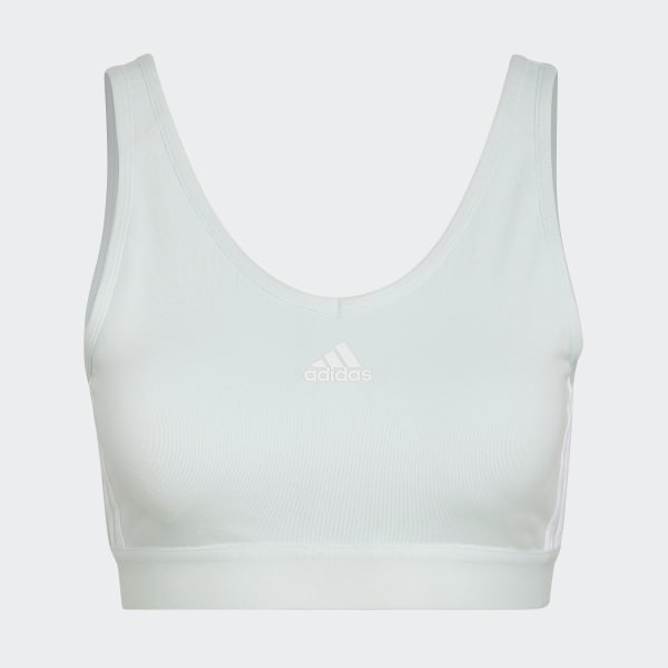 Πράσινο Essentials 3-Stripes Crop Top With Removable Pads
