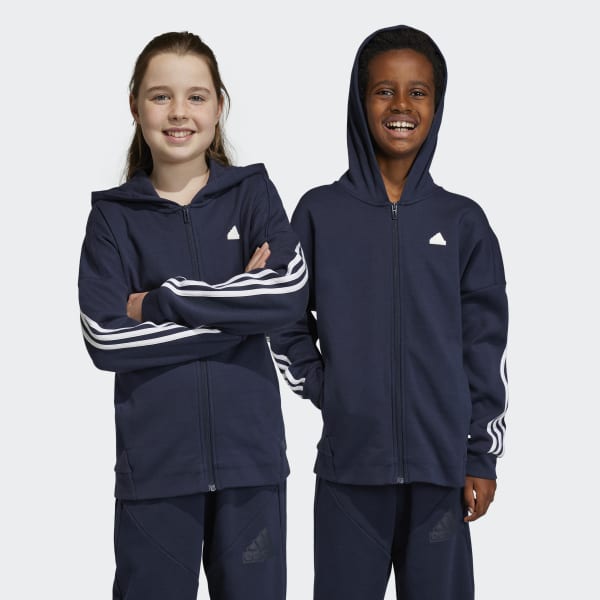 modrá Sportovní bunda Future Icons 3-Stripes Full-Zip Hooded