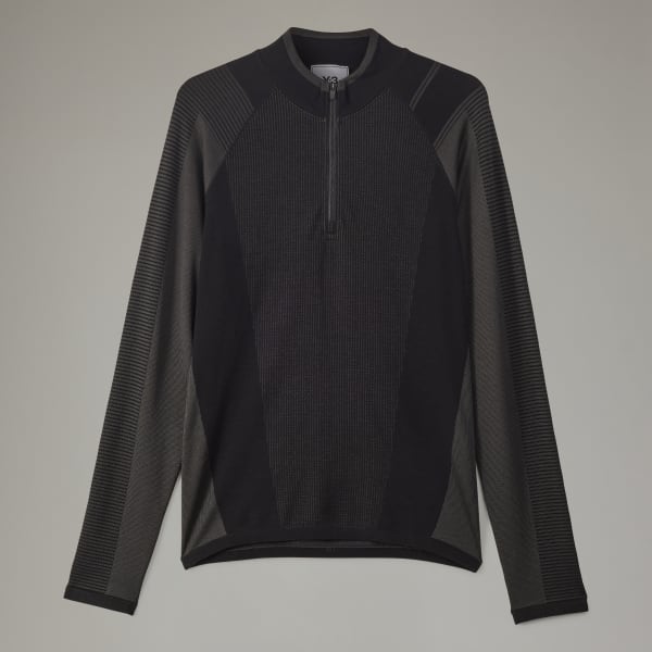 Schwarz Y-3 Classic Knit Base Layer Half-Zip Oberteil QY736