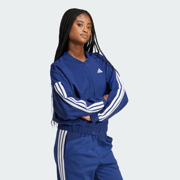 Azul Chamarra bómber Essentials 3 Franjas Lifestyle tejida