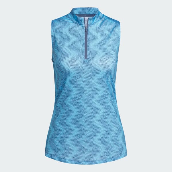 modrá Women's Ultimate365 Ottoman Printed Sleeveless Polo Shirt