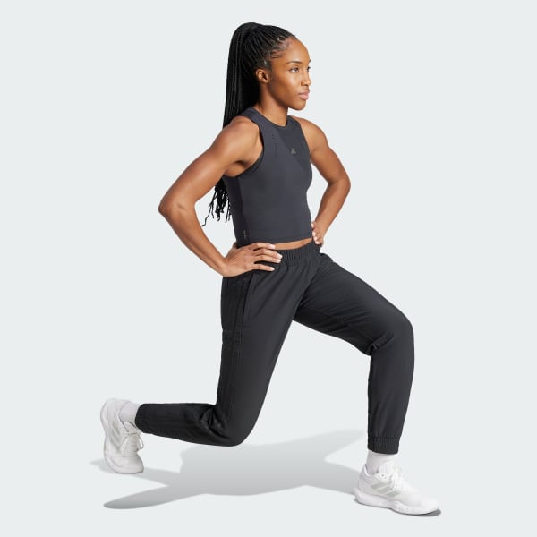 Preto Calça Malha Cintura Média Pacer All Gym Três Listras