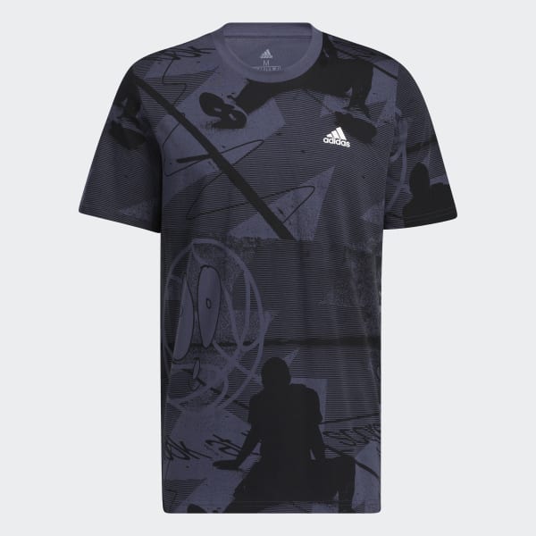 Blue Ignite Allover Print Graphic Tee WR561