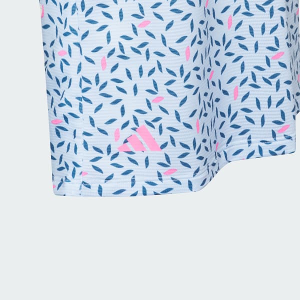 สีน้ำเงิน เสื้อโปโลแขนสั้นพิมพ์ลายสำหรับเด็กผู้หญิง