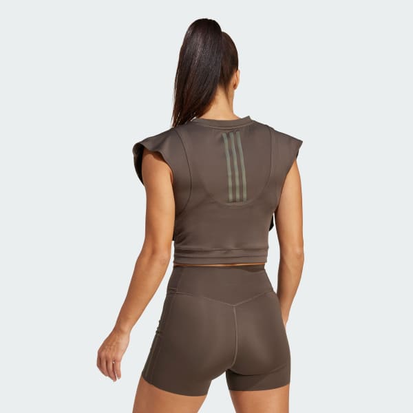 Verde Camiseta sin mangas Power Boxy French Terry 3 bandas