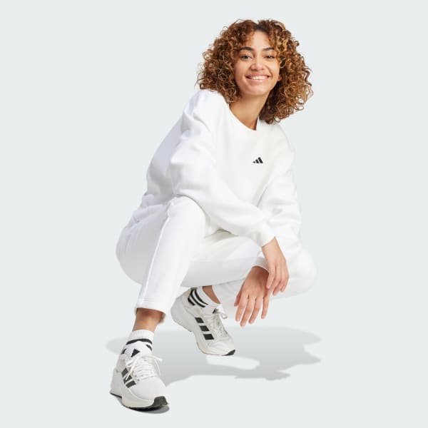White Essentials Small Logo Feel Cozy Open Hem Pants