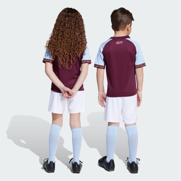 Burgundy Aston Villa FC 25/26 hjemmebaneminisæt til børn