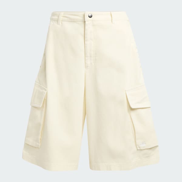 Branco Jorts cargo de sarja washed