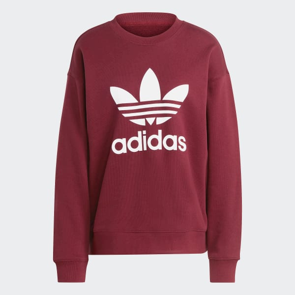 adidas Trefoil Crew Sweatshirt - Burgundy | Women's Lifestyle | adidas US