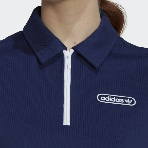 Blue Crop Zip Polo Shirt VS639