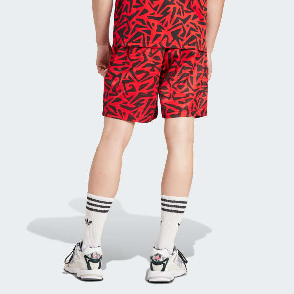 Red Allover Print Shorts