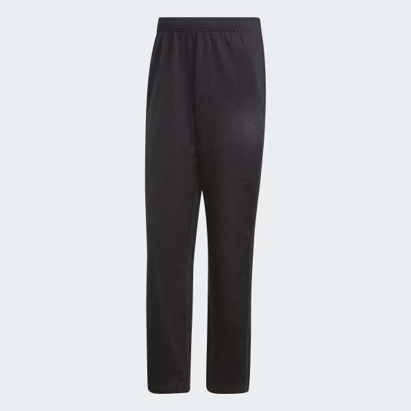 Svart Primegreen Essentials Warm-Up Open Hem 3-Stripes Tracksuit Bottoms