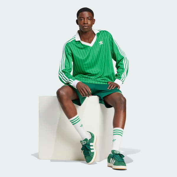 Gronn Adicolor Piqué Football Long Sleeve T-skjorte