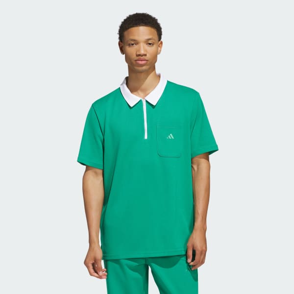 adidas Essentials Quarter-Zip Polo Shirt - White | Free Shipping