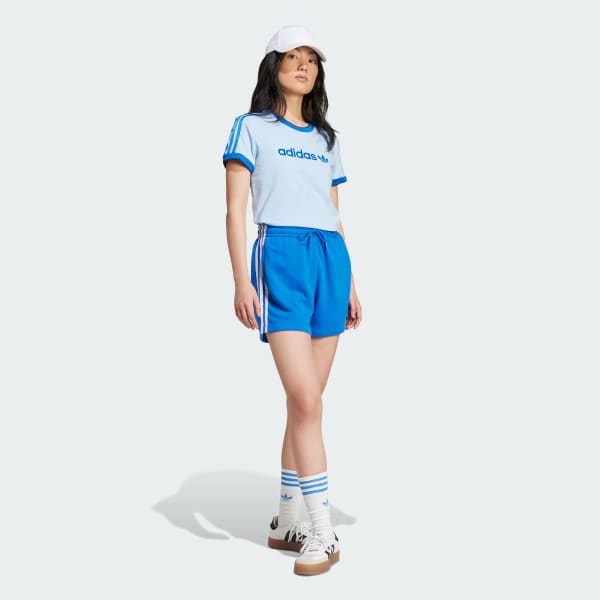 Blue Graphic Badge Slim 3-Stripes Tee