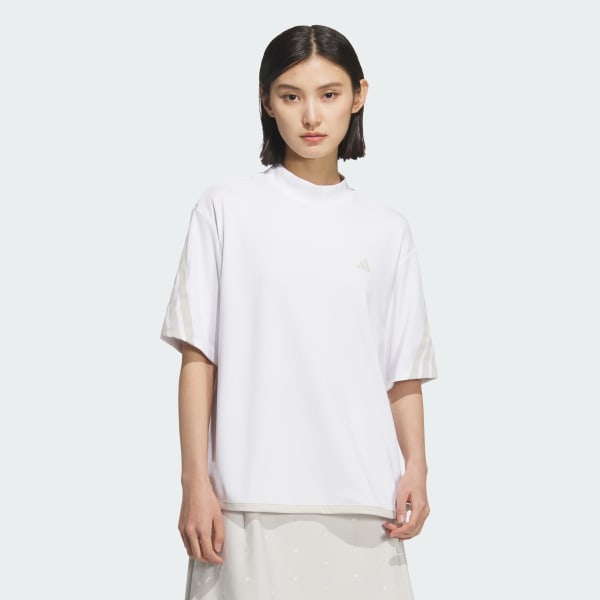 White AEROREADY 3-Stripes Mock Neck Short Sleeve Shirt