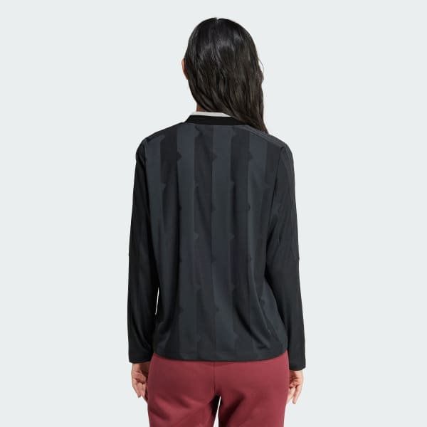 ★adidas★ Tiro Cut 3S Jacquard Long Sleeve Tee Black IX3711 adidas Tiro Cut 3-Stripes Jacquard Long Sleeve Shirt - Black