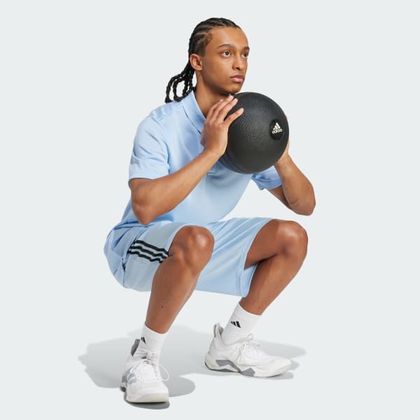 Azul Shorts Treino Essentials Piquet 3-Stripes