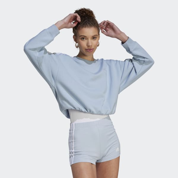 Niebieski Essentials 3-Stripes Crop Sweatshirt