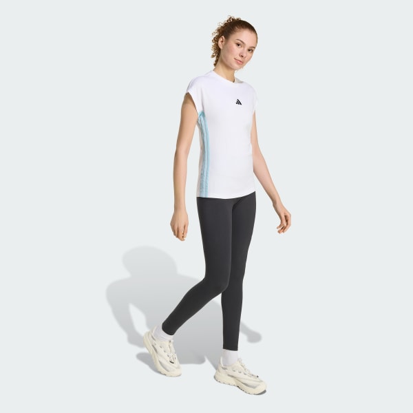 Branco Camiseta Malha Simples Essentials Três Listras