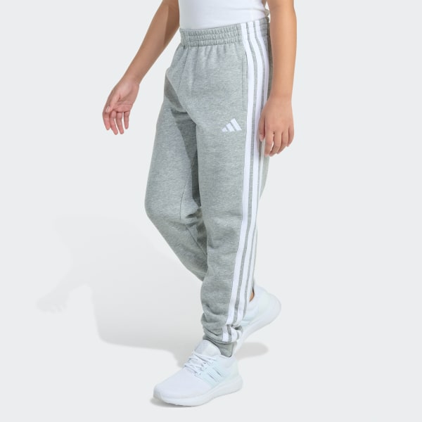 Grey Elastic Waistband 3-Stripe Heather Fleece Jogger
