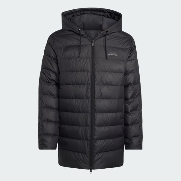 Schwarz Essentials CLIMAWARM 3-Streifen Light Daunenparka mit Kapuze