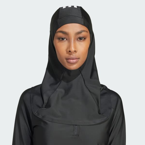 Siyah 3-Stripes Yüzücü Başörtüsü