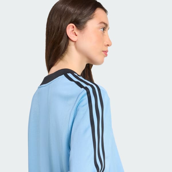adidas Adicolor Soccer Jacquard Crop Long-Sleeve Top - Blue