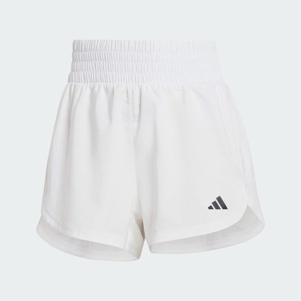 White Pacer Training 3-Stripes Woven High-Rise Shorts