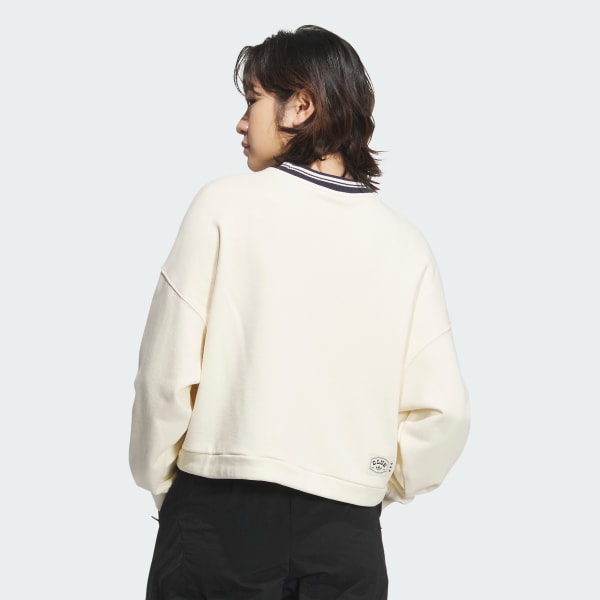 สีขาว สเวตเตอร์คอกลมพิมพ์ลาย Collegiate