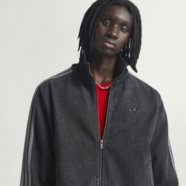 新品L⭐️adidasアディカラー デニム ファイヤーバード トラックトップ 黒 アディダス アディカラー デニム ファイヤーバード トラックトップ