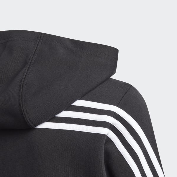 Negro Polera con Capucha Doubleknit 3 Tiras