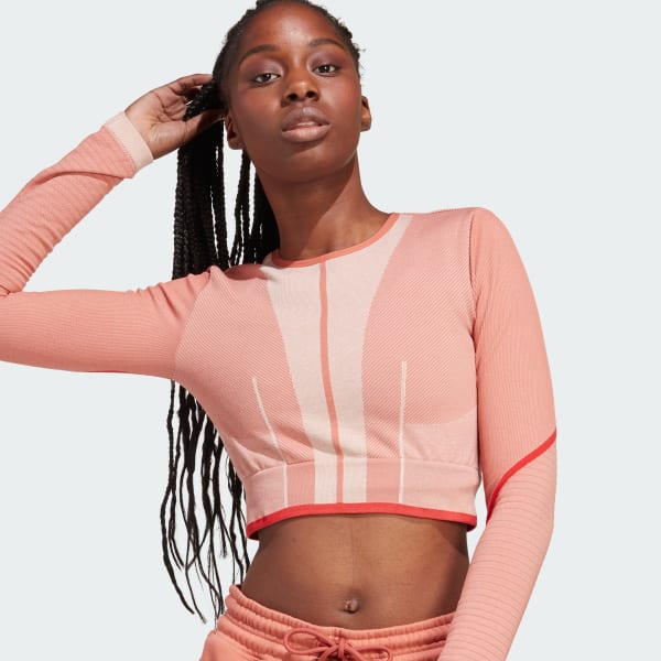 Marrone Maglia da yoga adidas by Stella McCartney TrueStrength Seamless Long Sleeve Crop