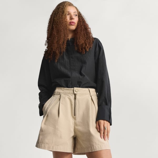 Beige CANVAS LOOSE SHORTS