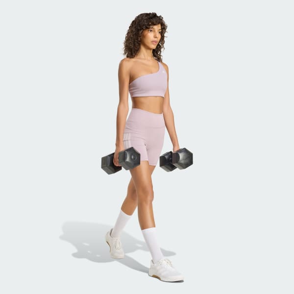 Purple Optime Workout 3-Stripes Short Leggings