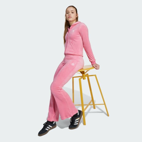 ピンク ベロア ジップ パーカー