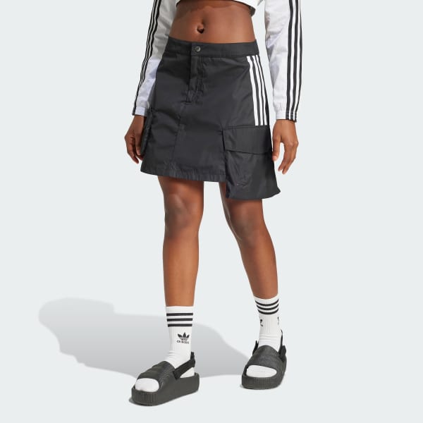 Black Cargo Mini Skirt