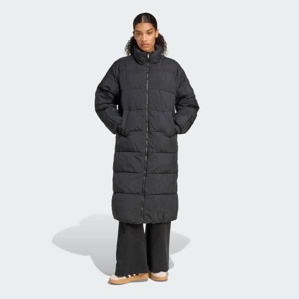 Black Adicolor Long Synthetic Down Puffer Coat