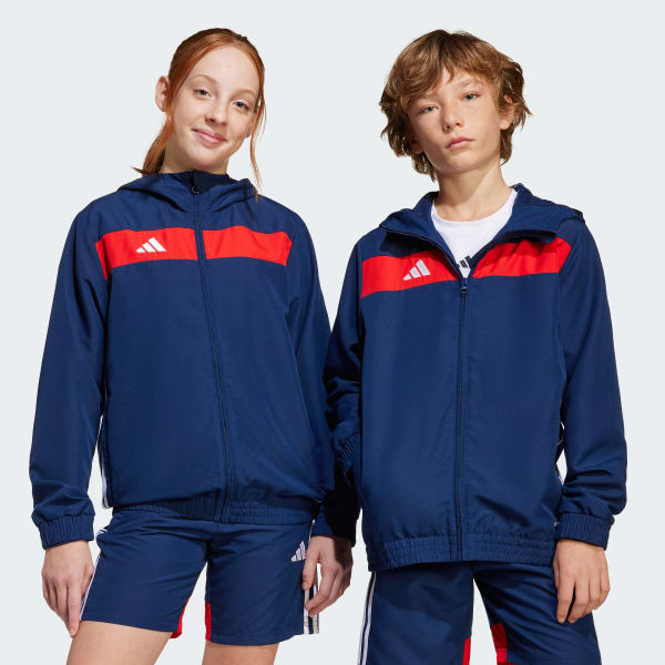 modrá Mikina s kapucňou Tiro 25 Essentials Woven Kids