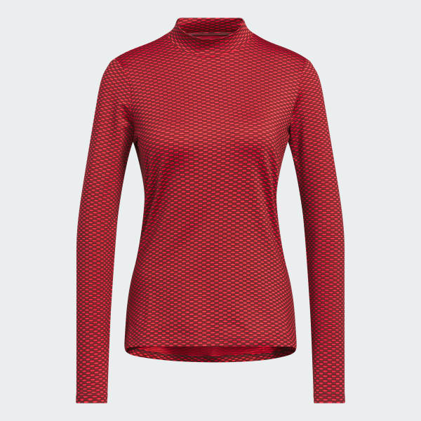 สีแดงเบอร์กันดี เสื้อคอสูงปิดคอเล็กน้อยผ้าตาข่ายสีทูโทน Beyond The Course