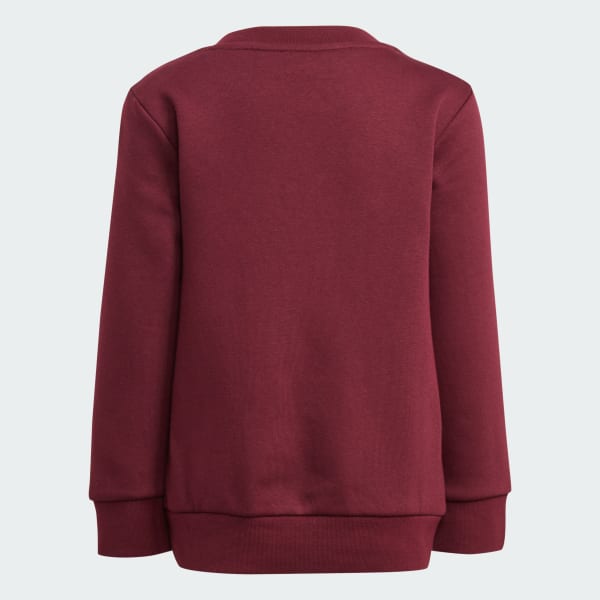 Burgundy Conjunto sudadera cuello redondo y pantalón Adicolor