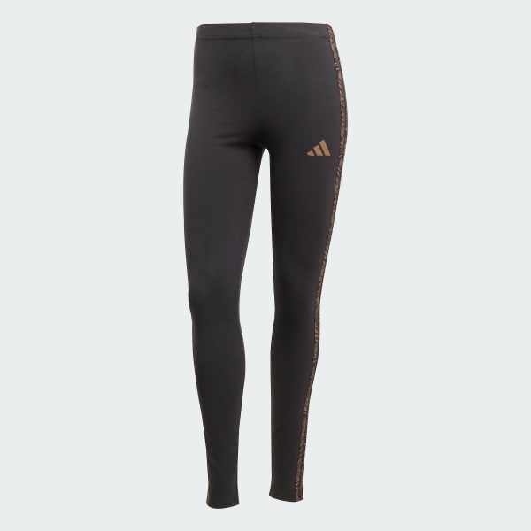 Negro Calzas RC Essentials Seasonal Animal Print Tiro Alto