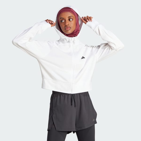 Λευκό AEROREADY Game and Go Full-Zip Hooded Fleece Jacket