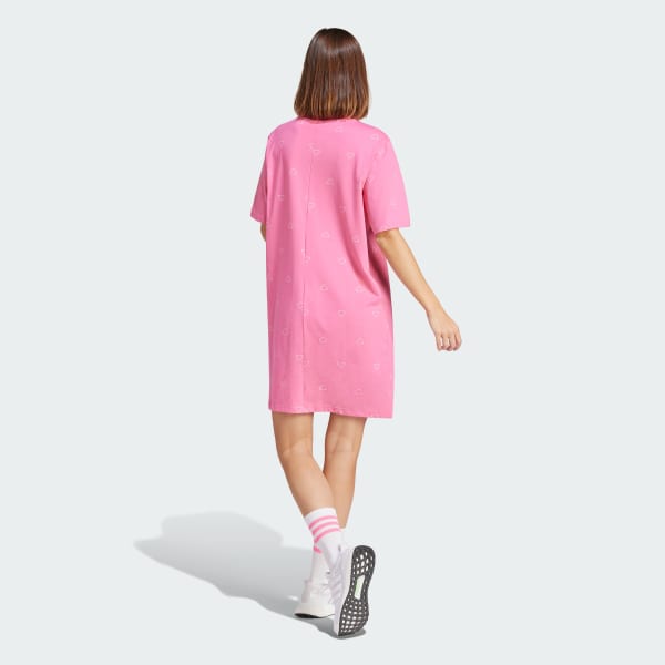 Rosa Vestido Remera Essentials Monogram Single Jersey Boyfriend Estampado