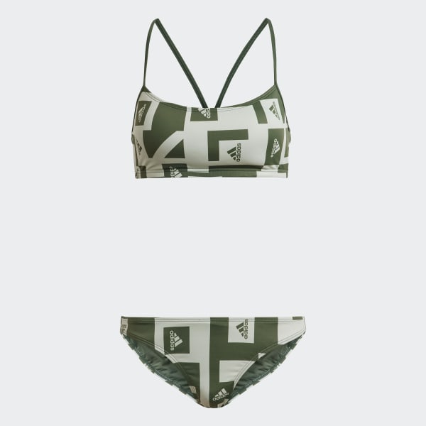 Green Logo Graphic Bikini YY105