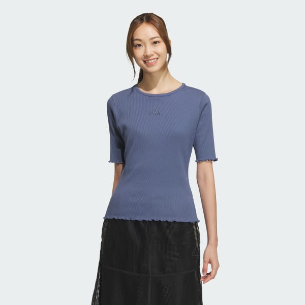 ブルー LUXFLOW カジュアル リブTシャツ